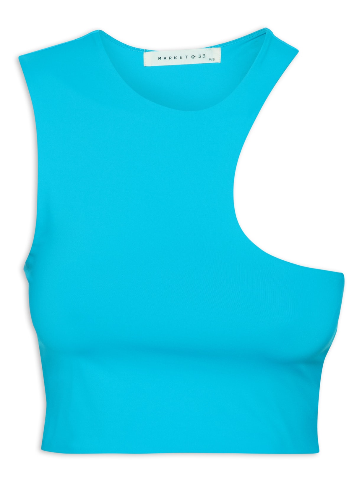 Blusa Feminina Cropped Decote Assimétrico - Azul