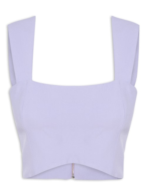 Blusa Feminina Cropped Em Crepe Alças - Lilás