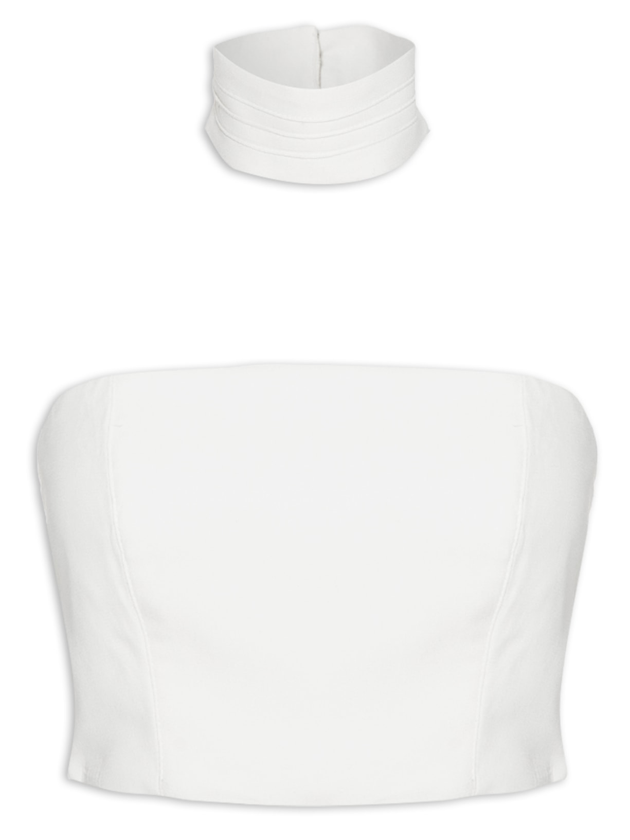 Blusa Feminina Cropped Em Crepe Faixa - Off White