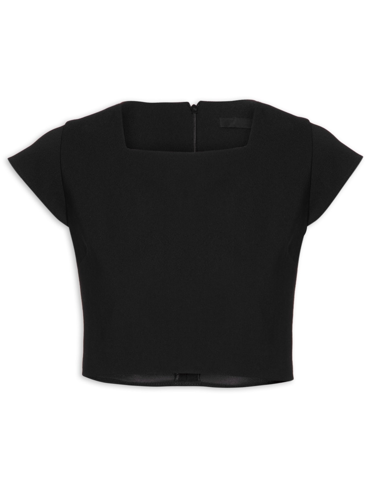 Blusa Feminina Cropped Em Crepe - Preto
