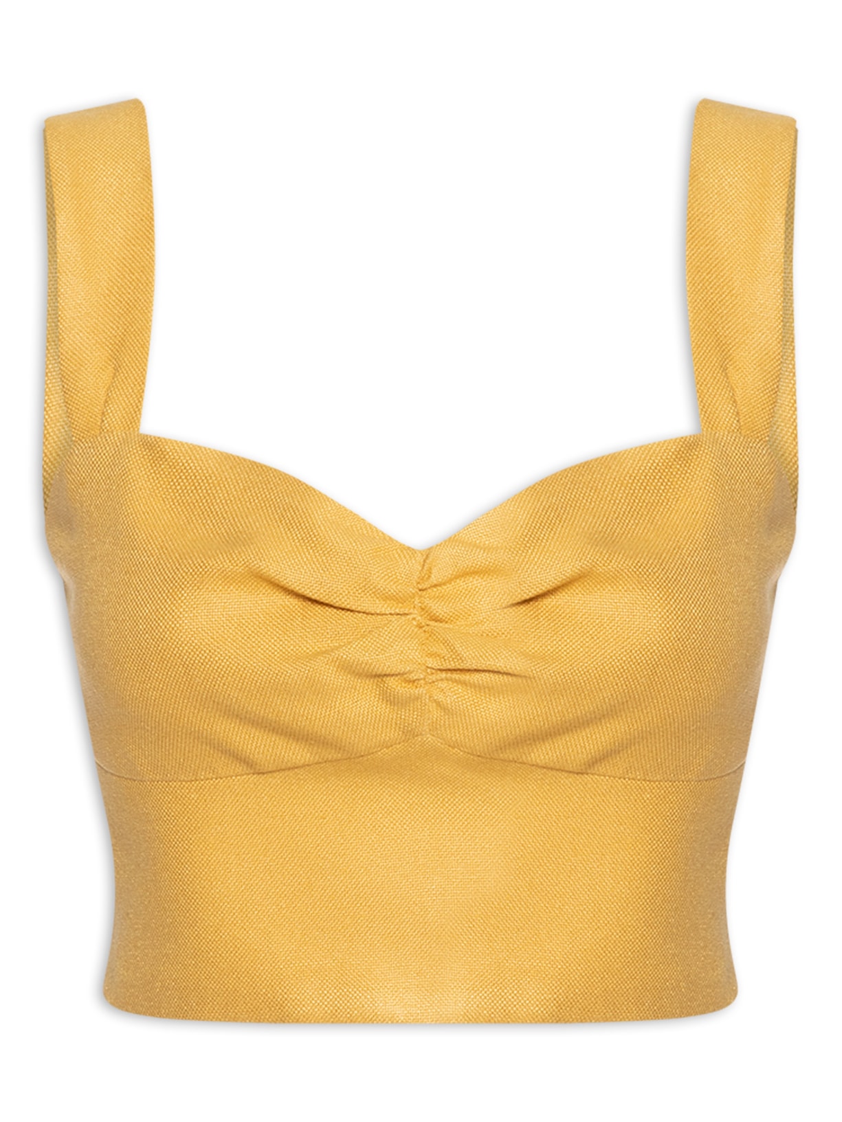Blusa Feminina Cropped Em Linho Misto - Amarelo
