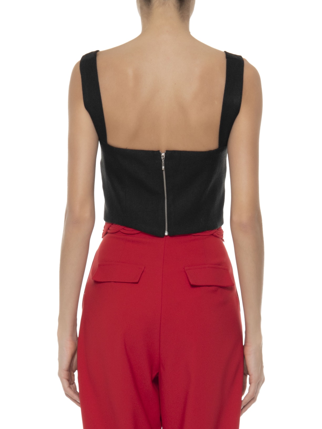 Blusa Feminina Cropped Em Linho Misto Preto '2Essential