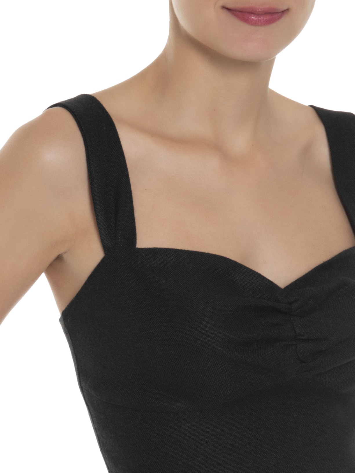 Blusa Feminina Cropped Em Linho Misto Preto '2Essential