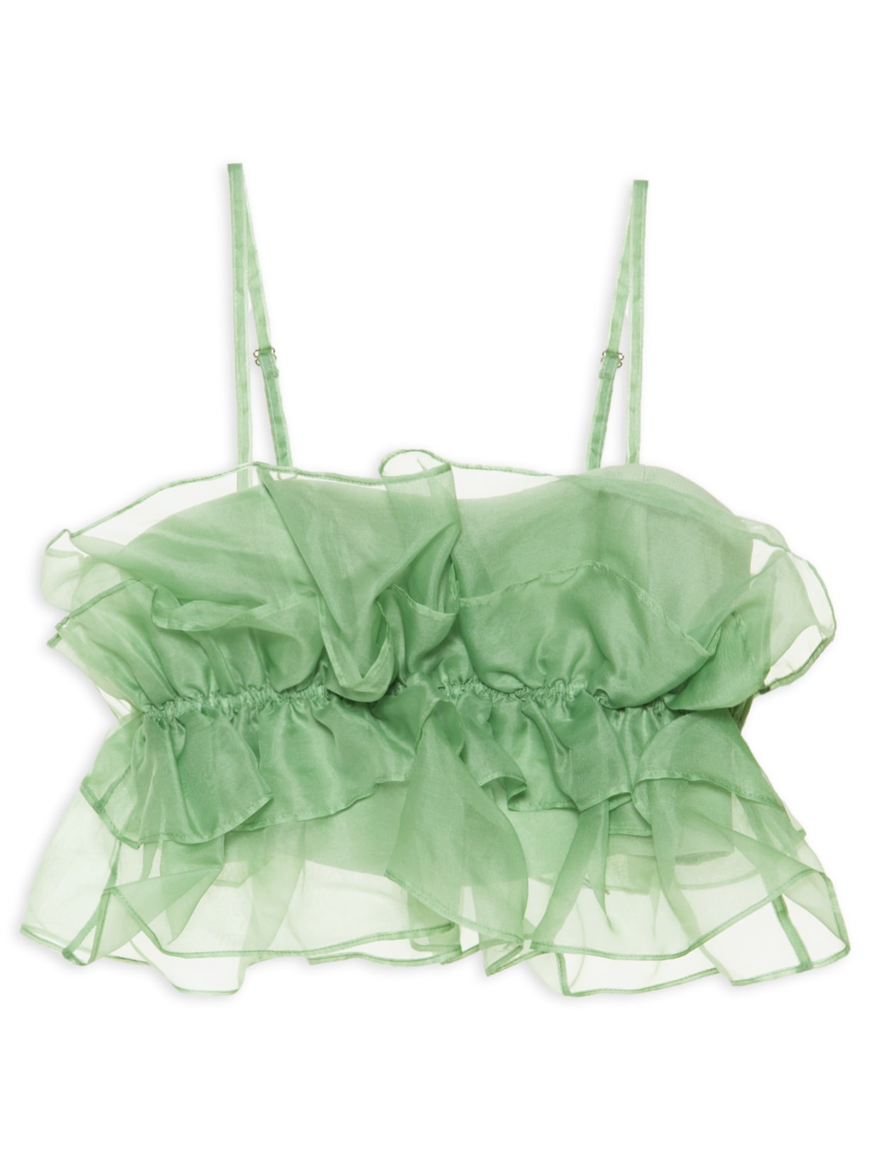 Blusa Feminina Cropped Em Organza - Verde