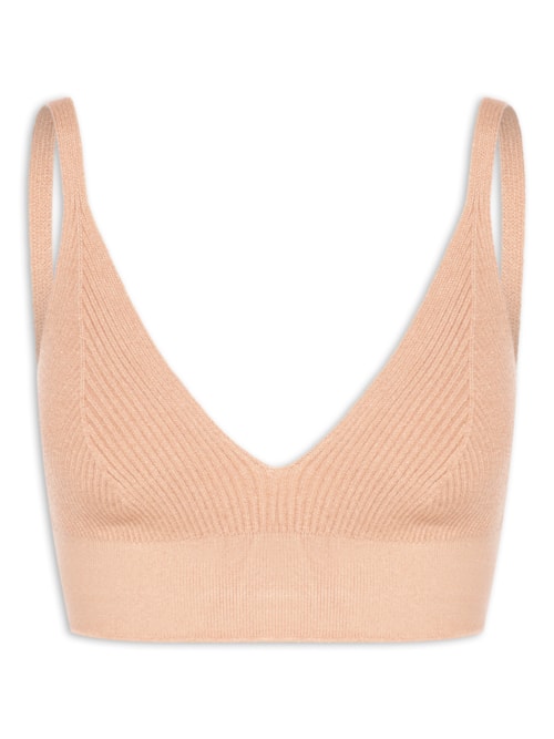 Blusa Feminina Cropped em Tricot - Bege