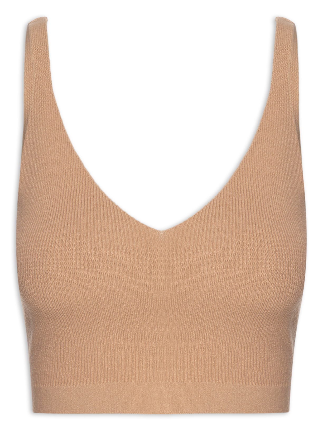 Blusa Feminina Cropped em Tricot - Bege