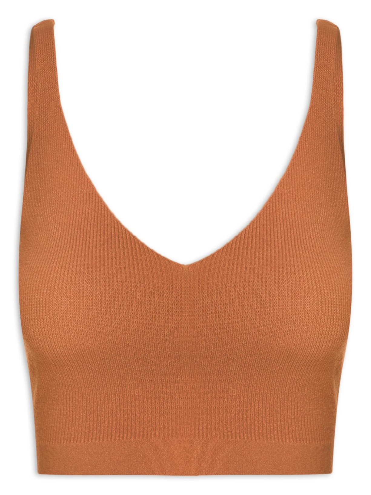 Blusa Feminina Cropped em Tricot - Marrom