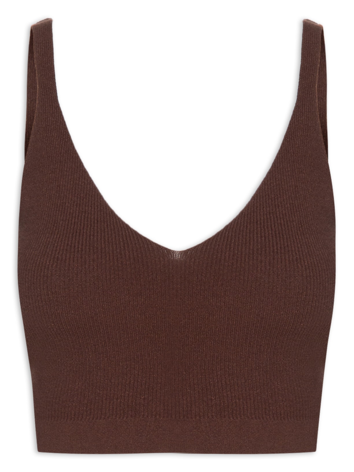 Blusa Feminina Cropped em Tricot - Marrom