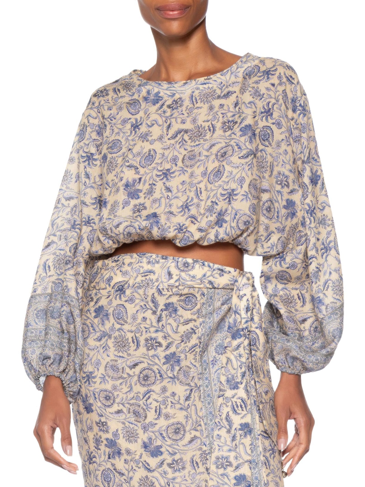 Blusa Feminina Cropped Estampa Céu Azul Maria Filó