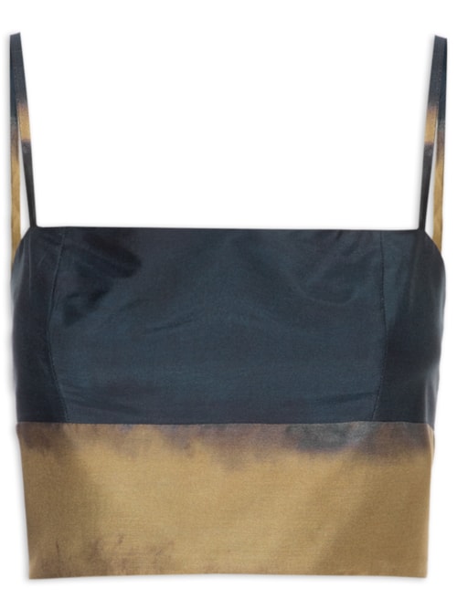Blusa Feminina Cropped Estampado - Marrom