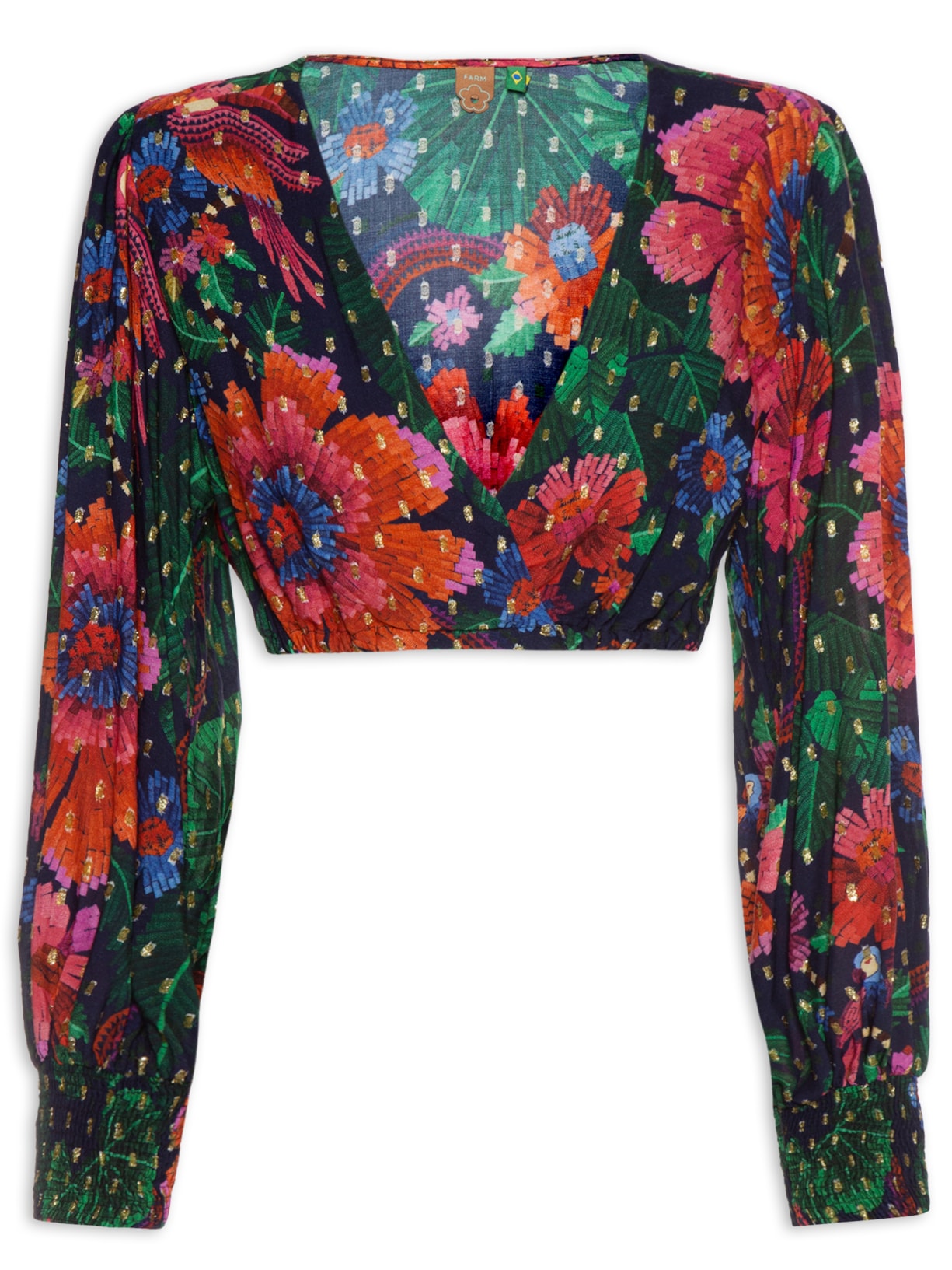 Blusa Feminina Cropped Florescer - Azul