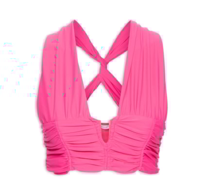 Blusa Feminina Cropped Franzida - Rosa