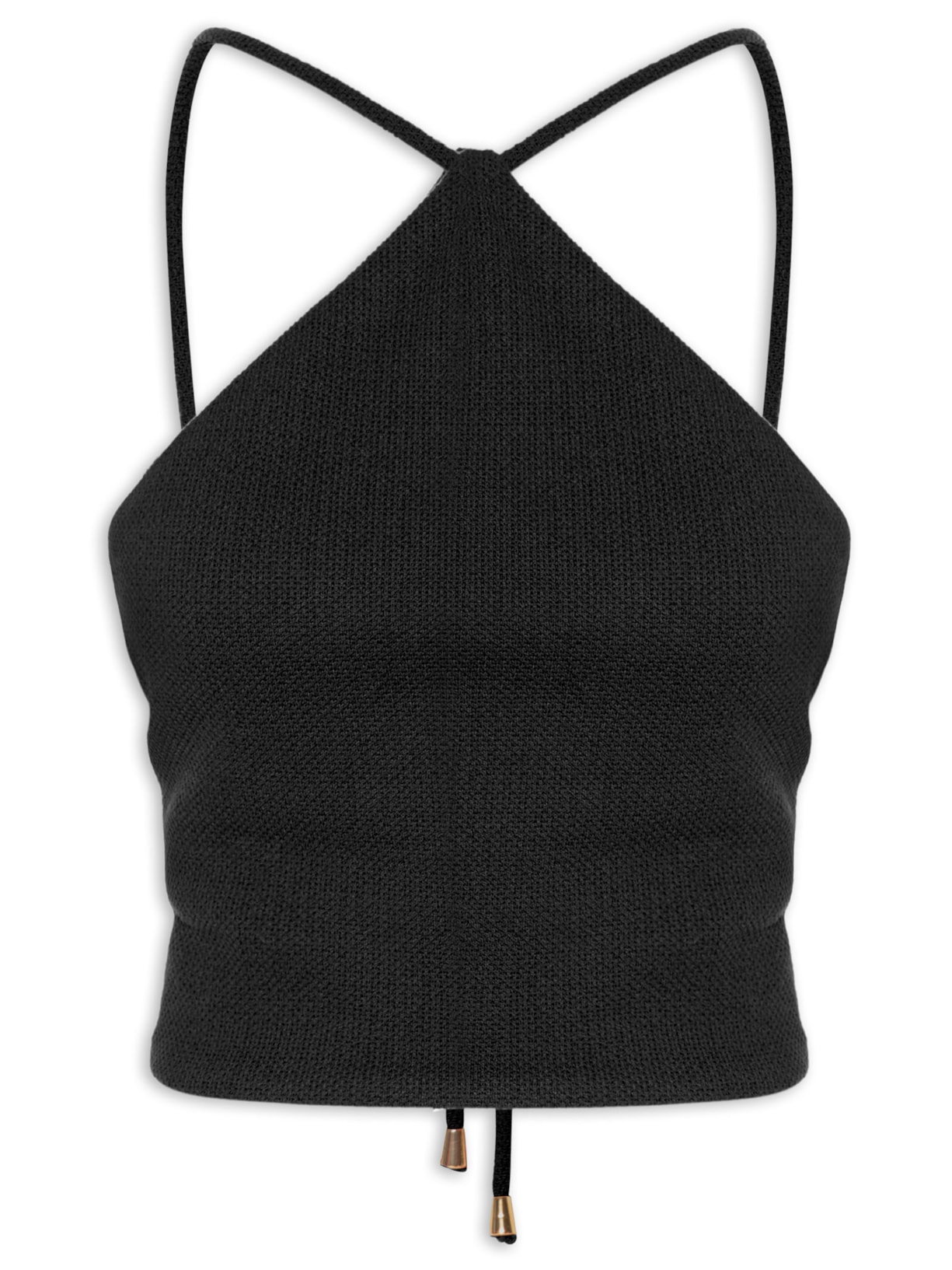 Blusa Feminina Cropped Frente única - Preto