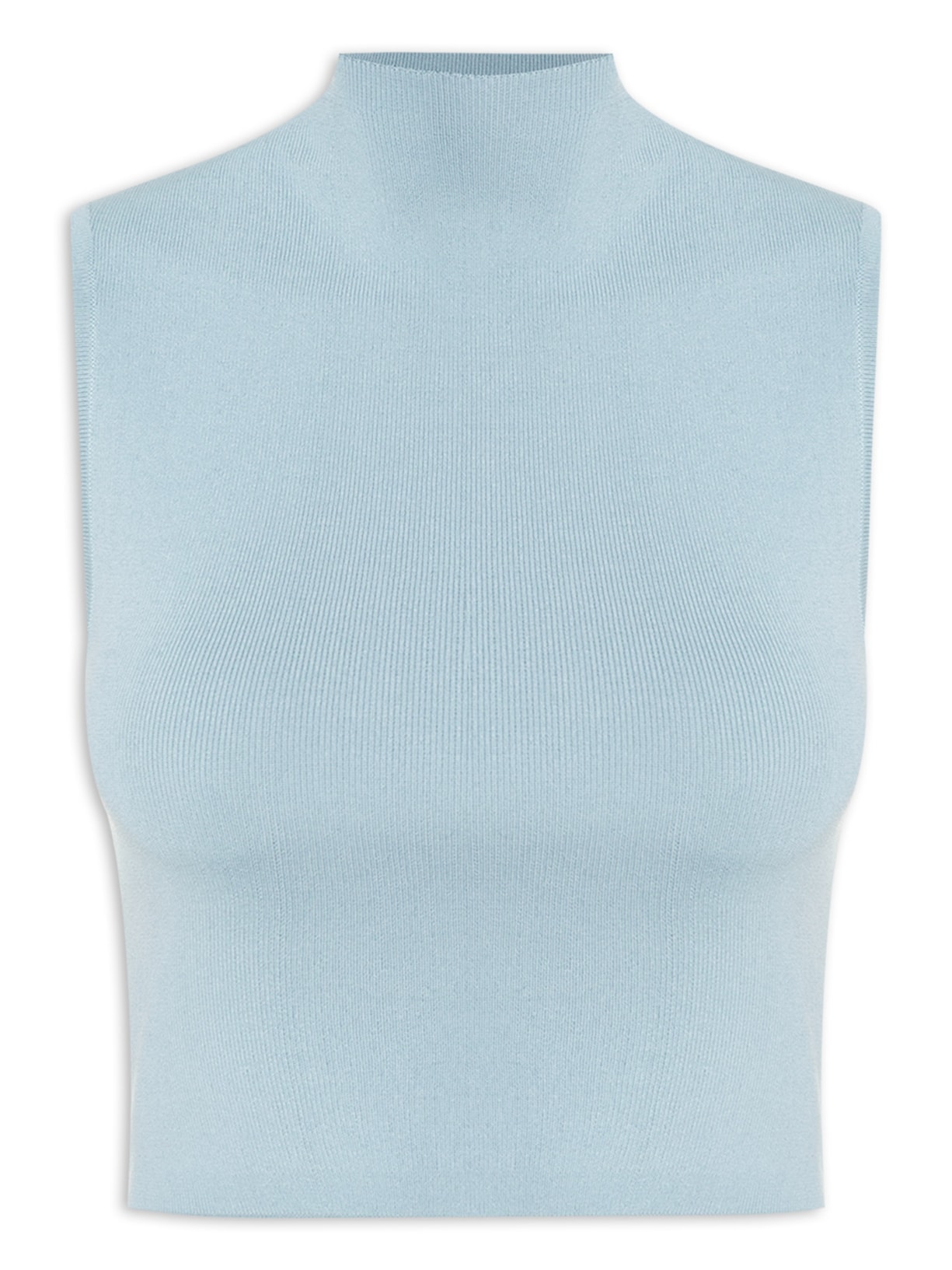 Blusa Feminina Cropped Gola Alta - Azul