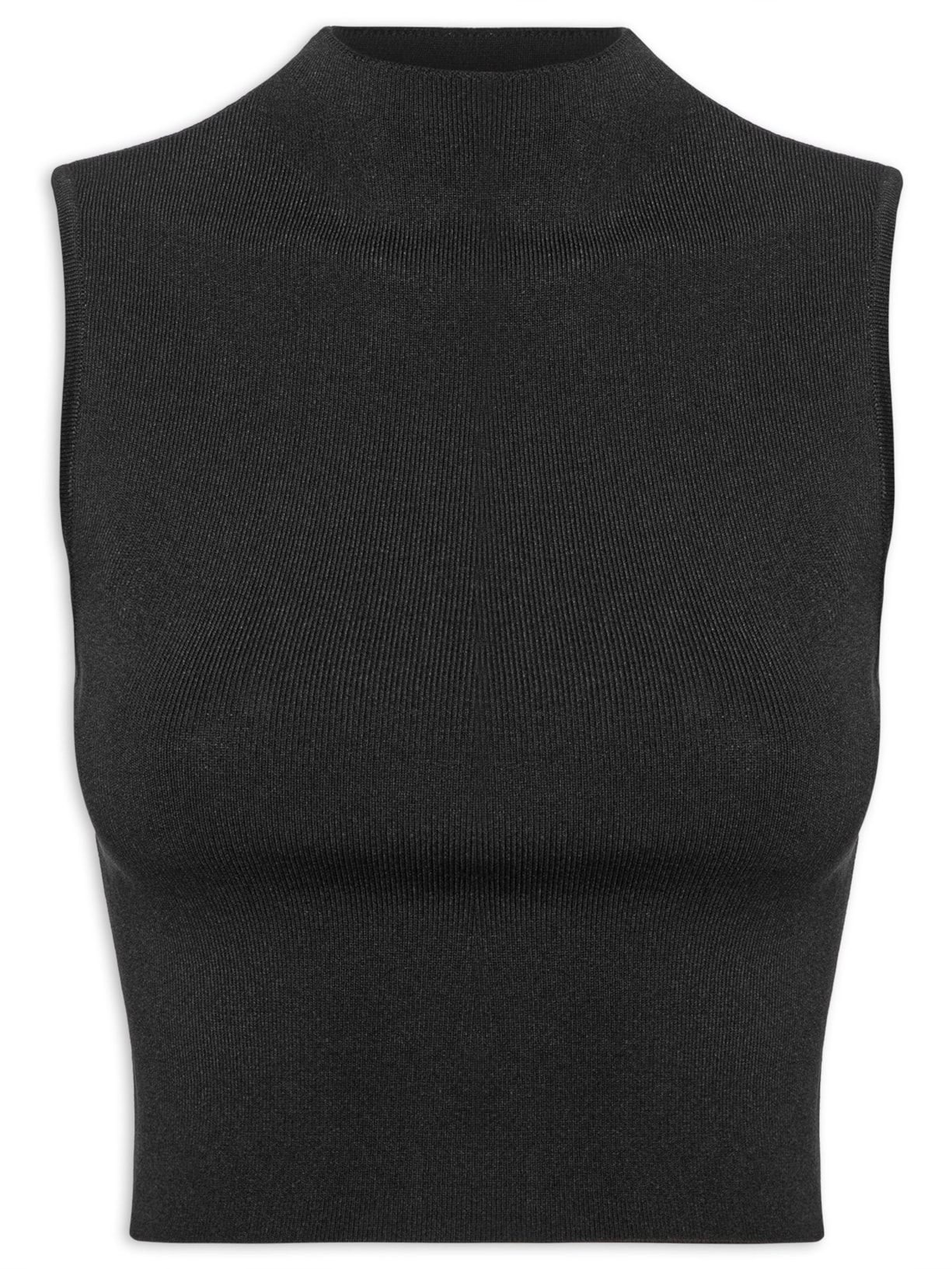 Blusa Feminina Cropped Gola Alta - Preto