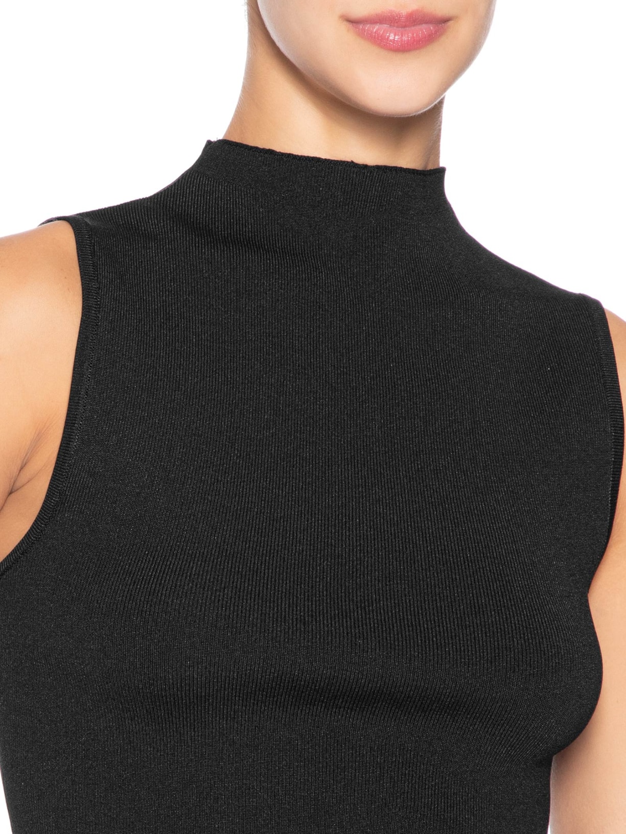 Blusa Feminina Cropped Gola Alta Preto Animale