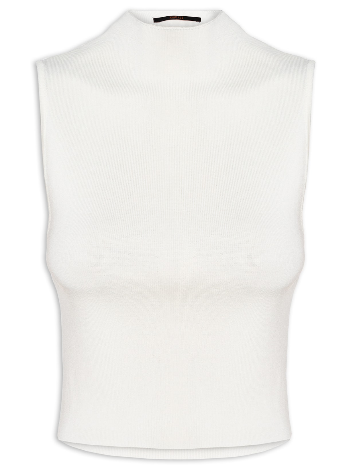 Blusa Feminina Cropped Gola Alta Tricot Color - Branco