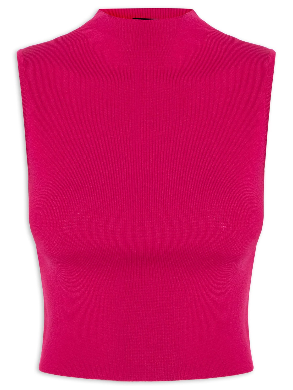 Blusa Feminina Cropped Gola Alta Tricot Color - Rosa