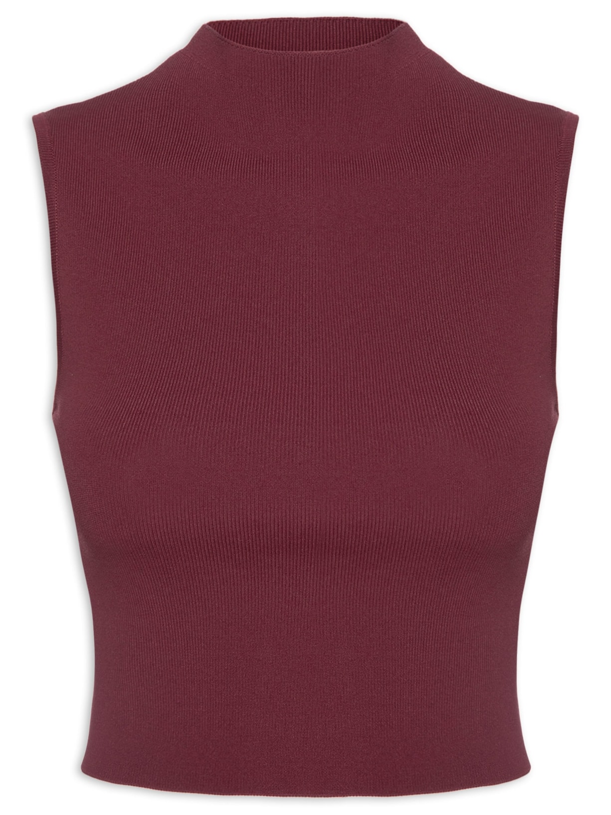 Blusa Feminina Cropped Gola Alta Tricot Color - Vermelho