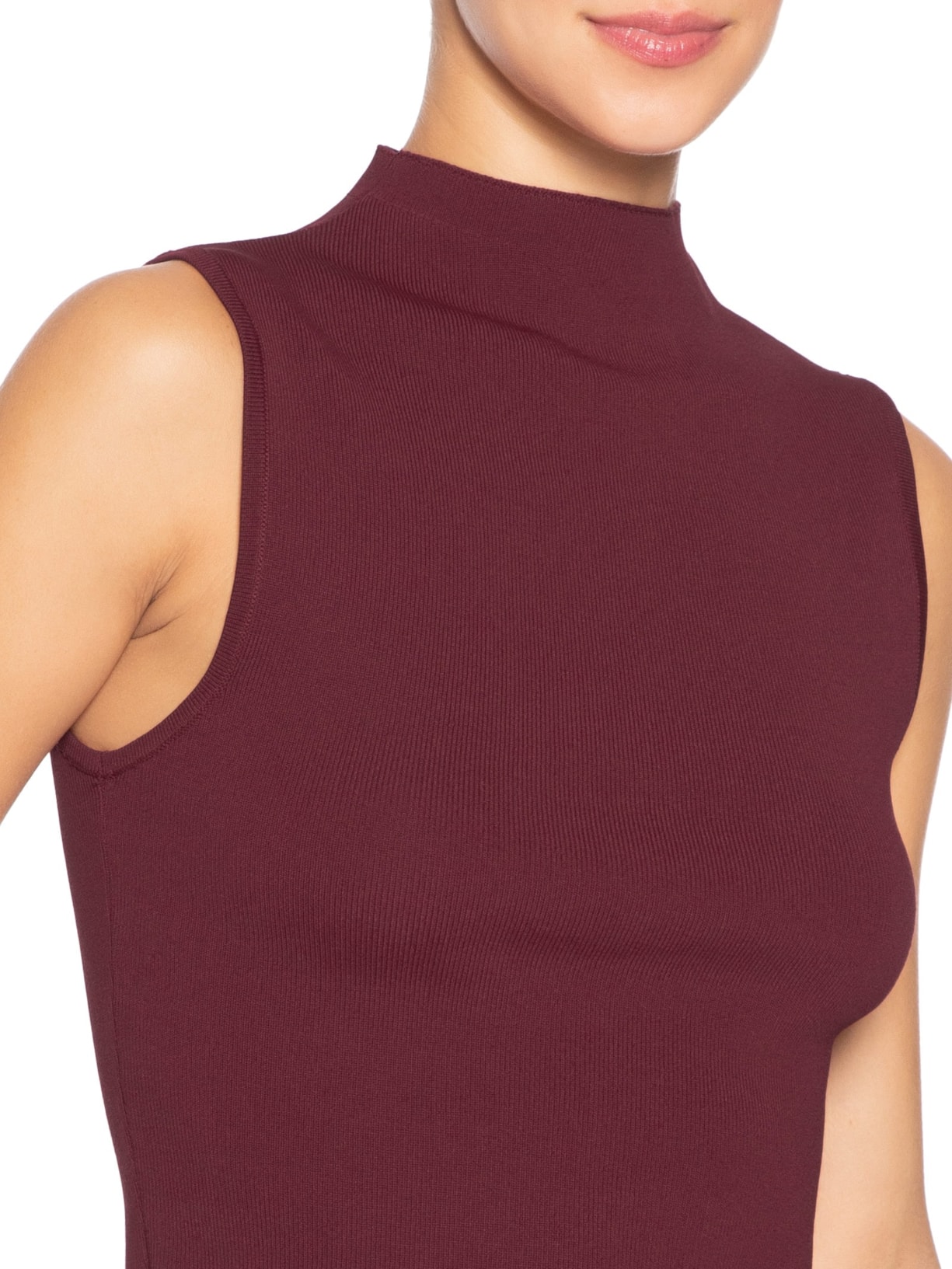 Blusa Feminina Cropped Gola Alta Tricot Color Vermelho Animale