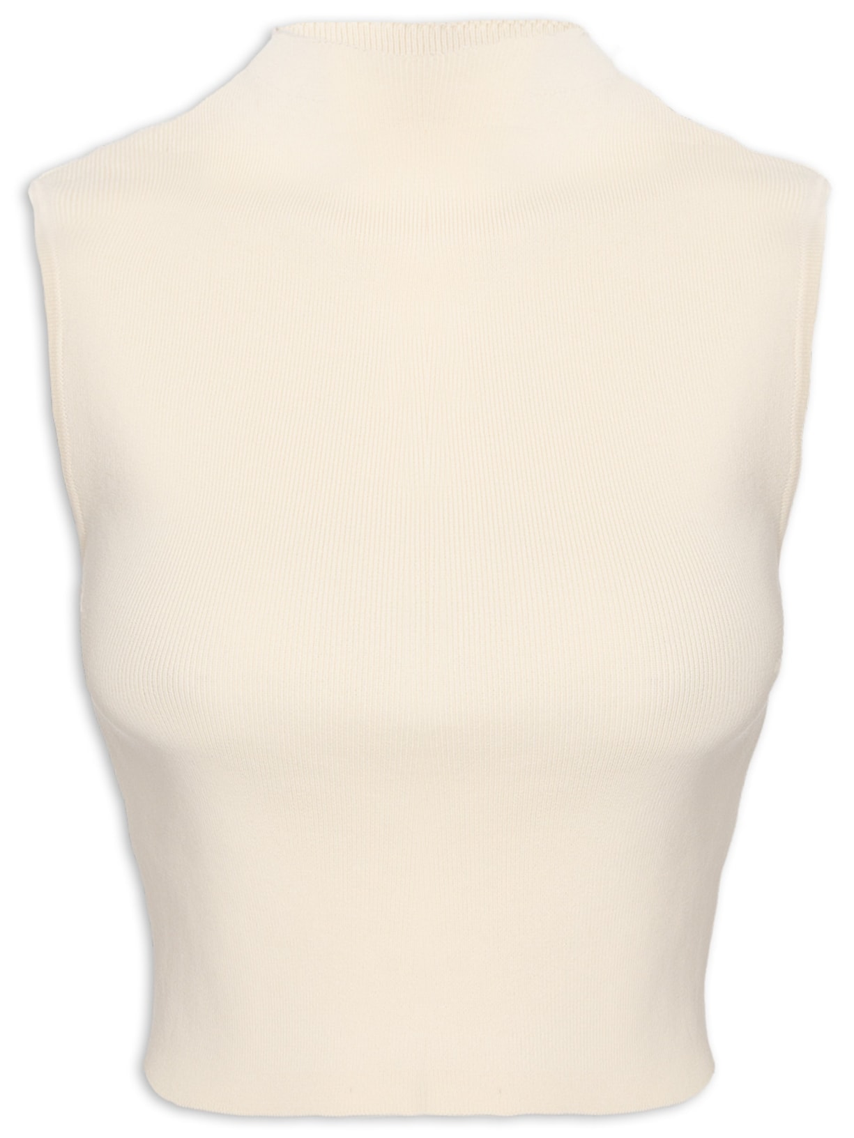 Blusa Feminina Cropped Gola Alta Tricot Color – Off White Animale