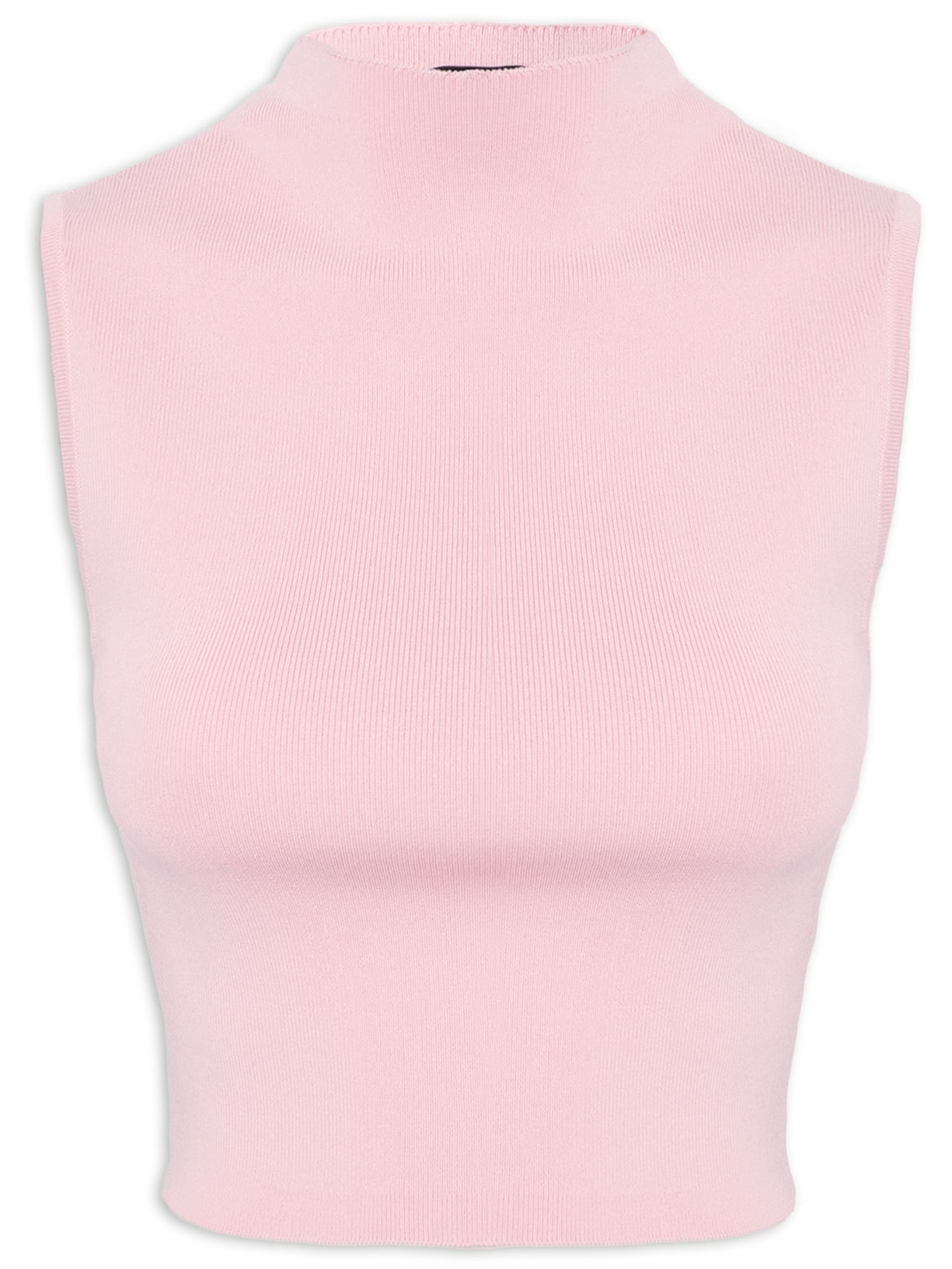 Blusa Feminina Cropped Gola Alta Tricot Color – Rosa Animale