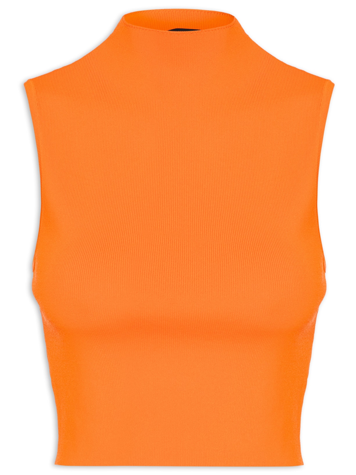 Blusa Feminina Cropped Gola Alta Tricot - Laranja