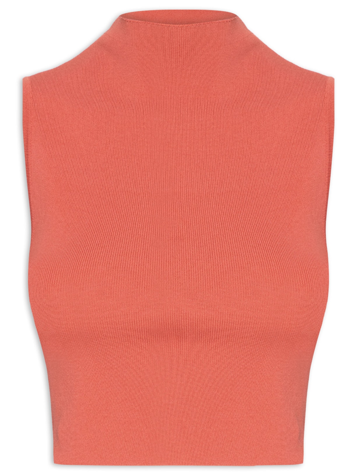 Blusa Feminina Cropped Gola Alta Tricot - Vermelho