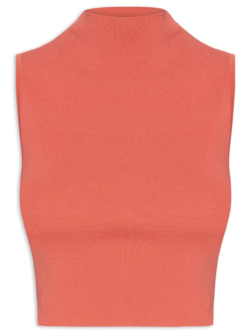 Blusa Feminina Cropped Gola Alta Tricot - Vermelho