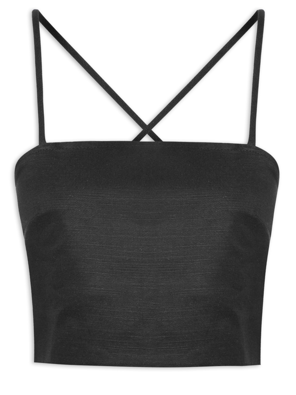 Blusa Feminina Cropped Linho - Preto