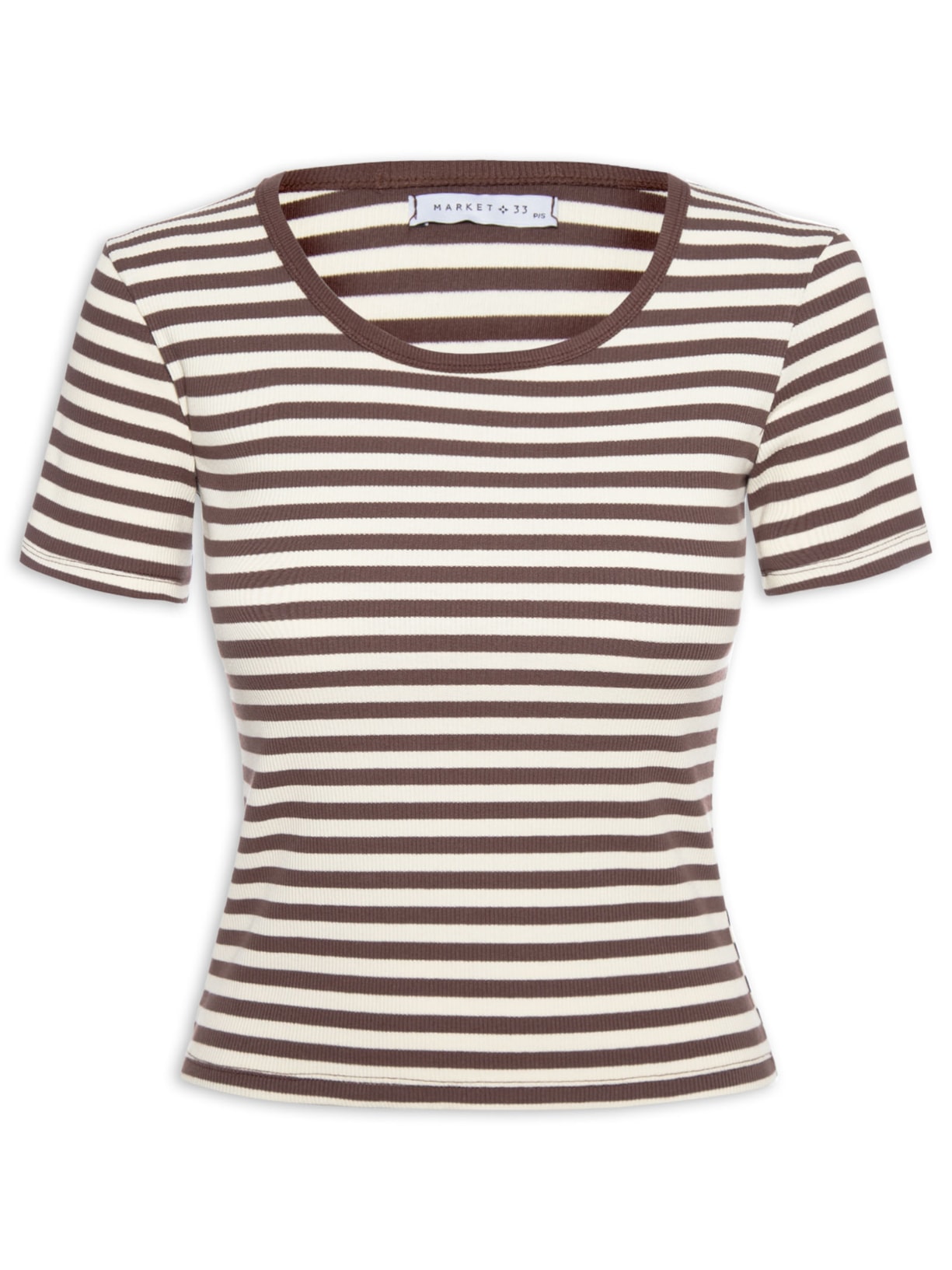 Blusa Feminina Cropped Listrada - Marrom