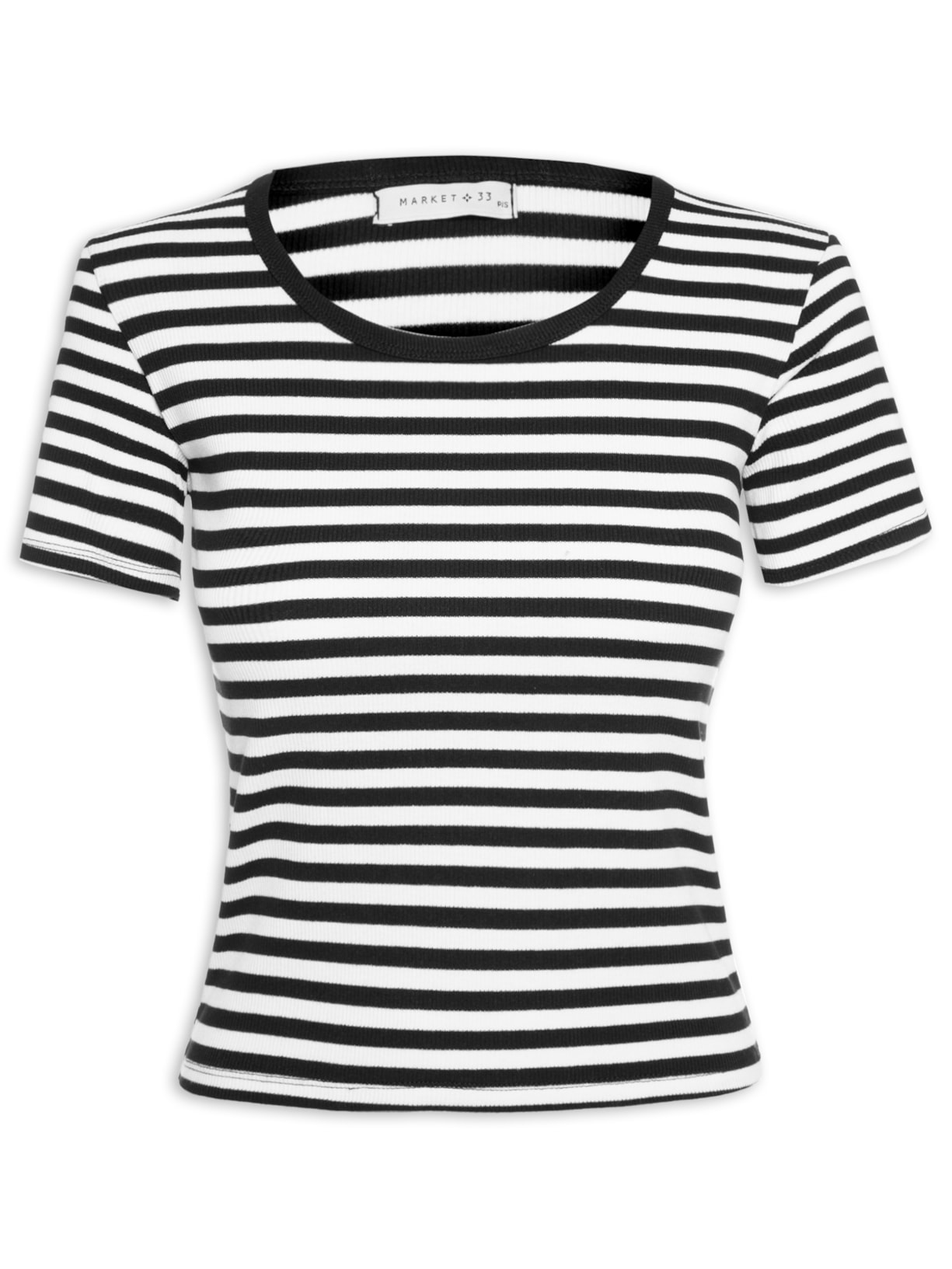 Blusa Feminina Cropped Listrada - Preto