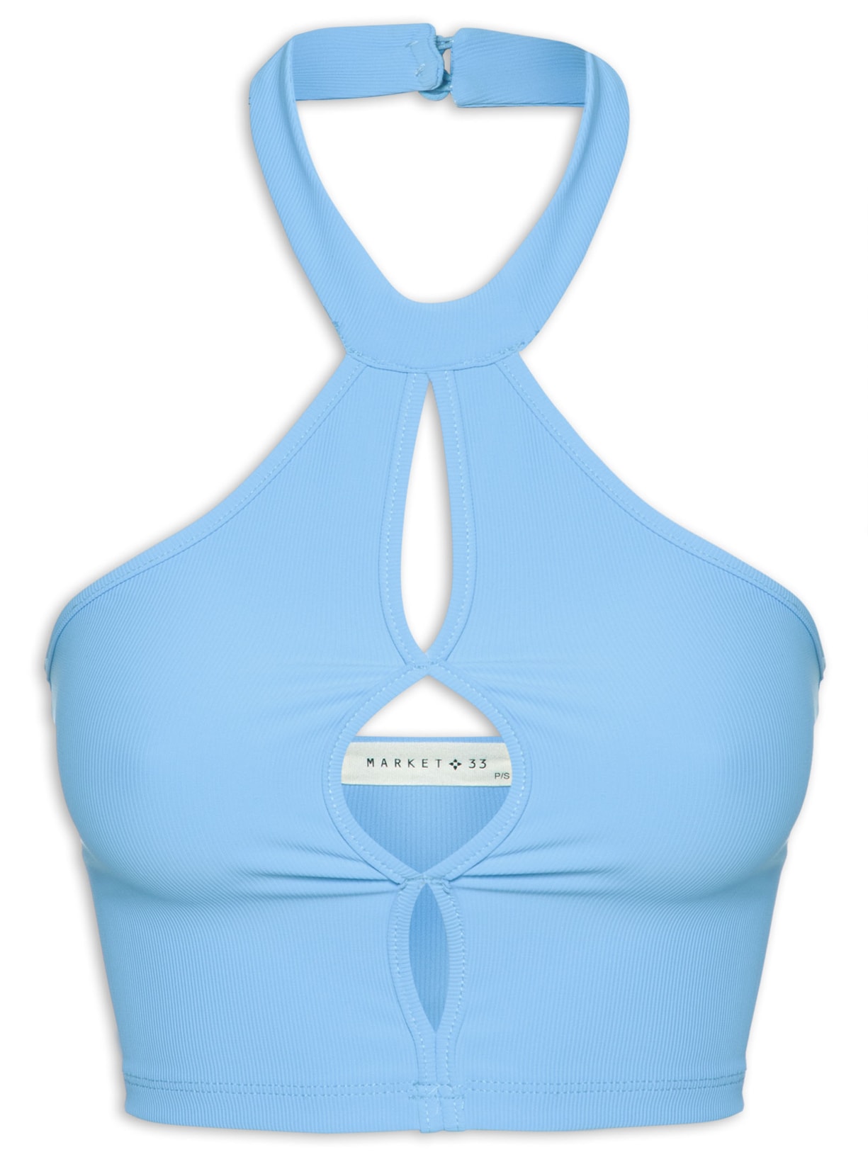 Blusa Feminina Cropped Malha - Azul