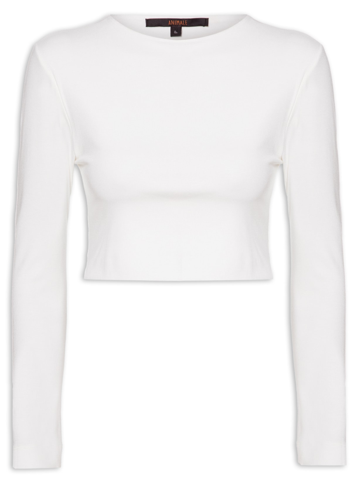 Blusa Feminina Cropped Malha Manga Longa Básico - Branco