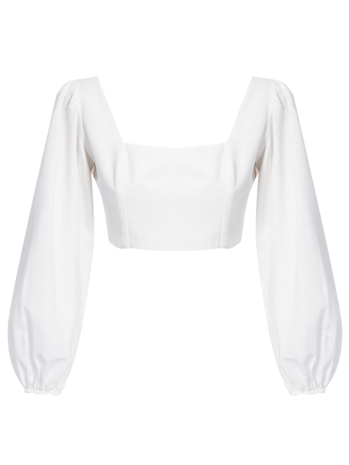 Blusa Feminina Cropped Manga Bufante - Off White