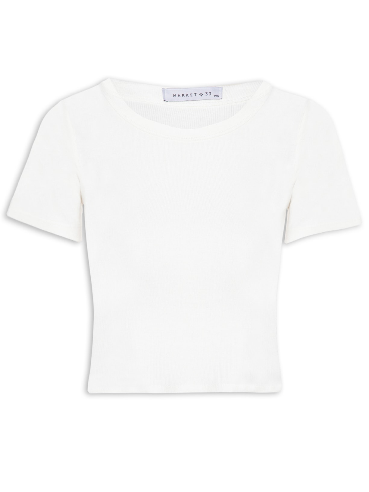 Blusa Feminina Cropped Manga Curta - Off White