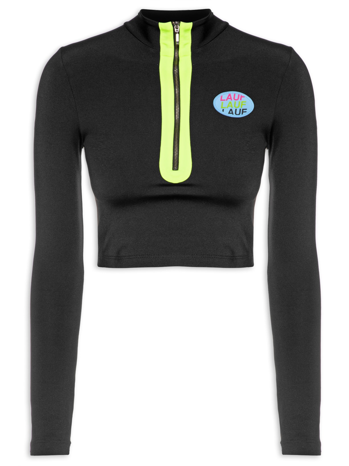 Blusa Feminina Cropped Manga Longa Açucena Preto Lauf