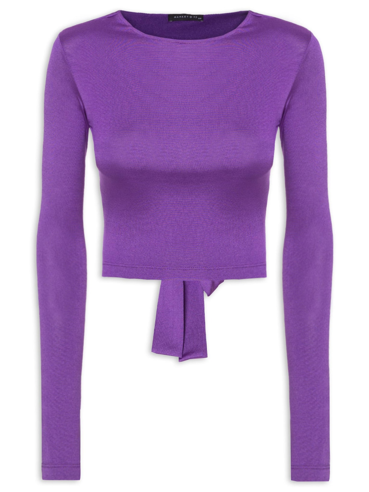 Blusa Feminina Cropped Manga Longa - Roxo