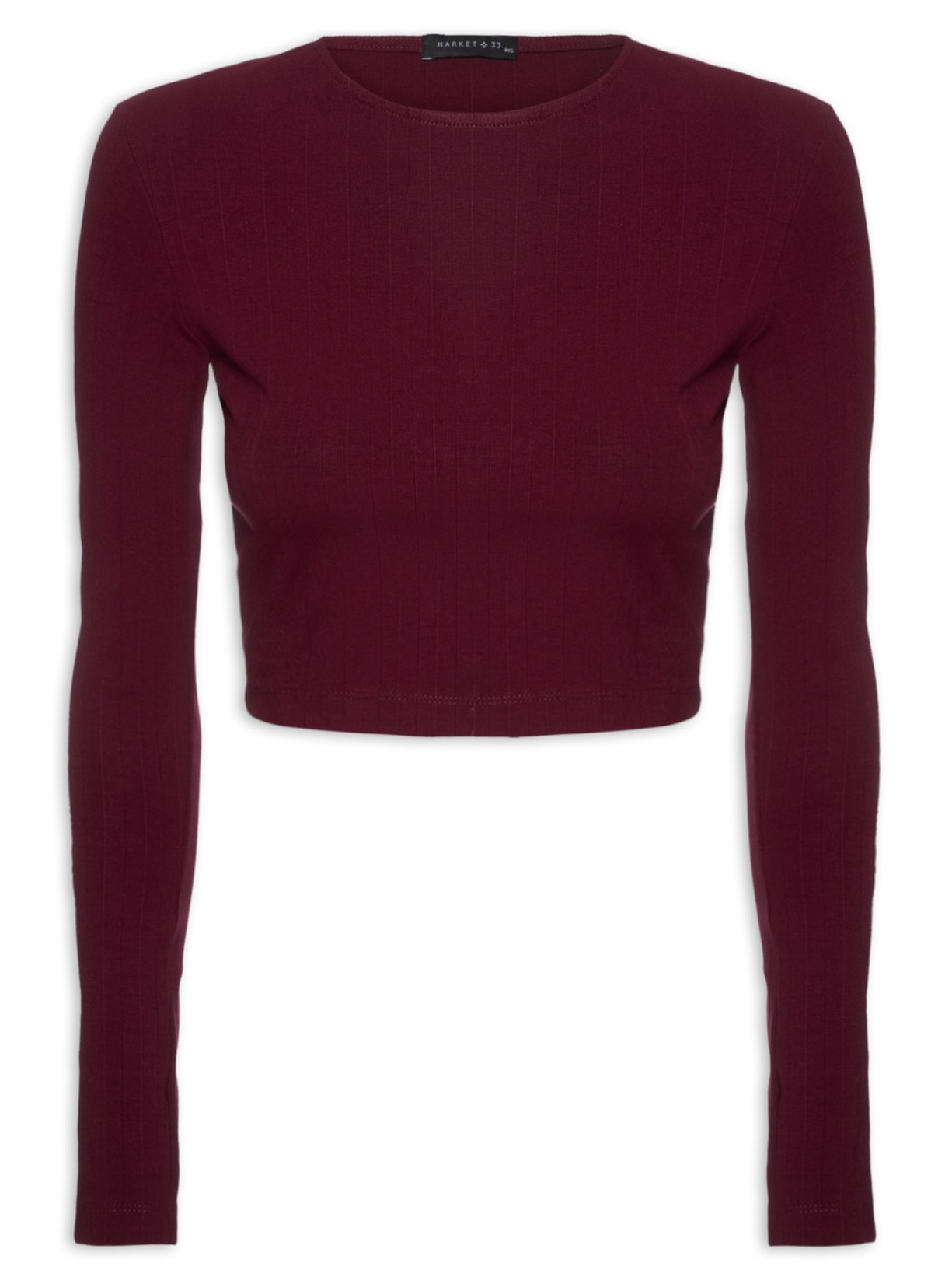 Blusa Feminina Cropped Manga Longa - Vermelho