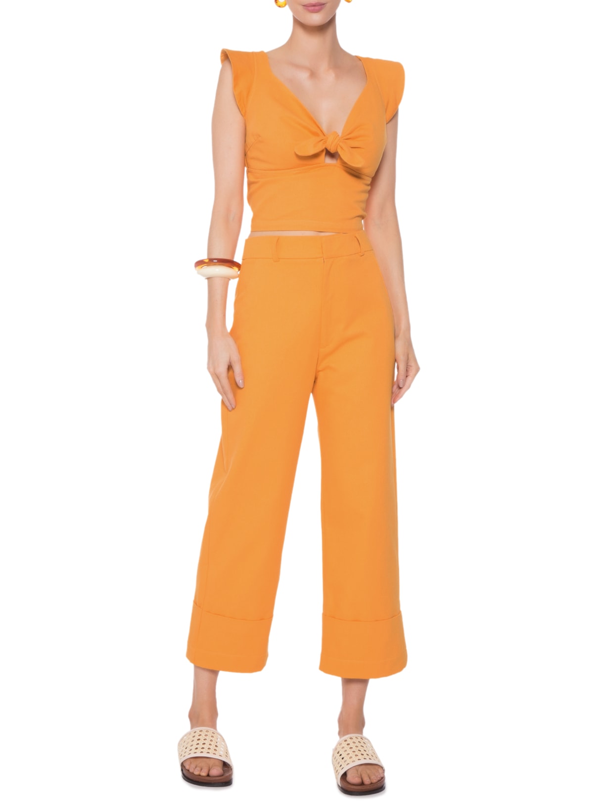 Blusa Feminina Cropped Mari Amarelo Pade D