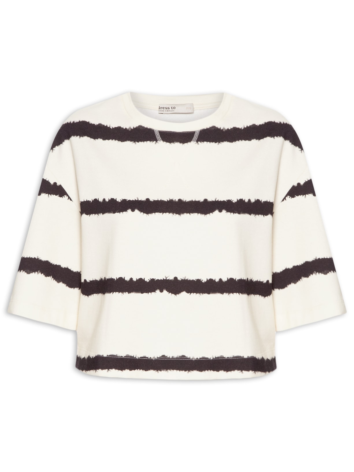 Blusa Feminina Cropped Moletom Estampa Beira Mar - Off White