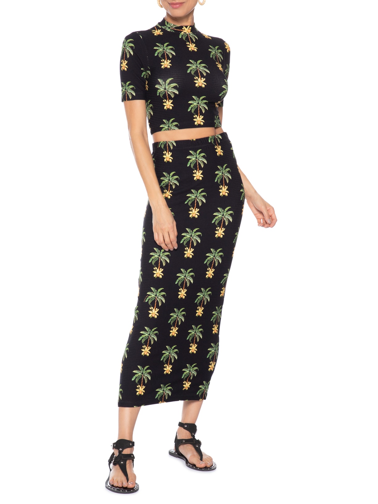 Blusa Feminina Cropped Paraíso Do Sol E Preto Farm