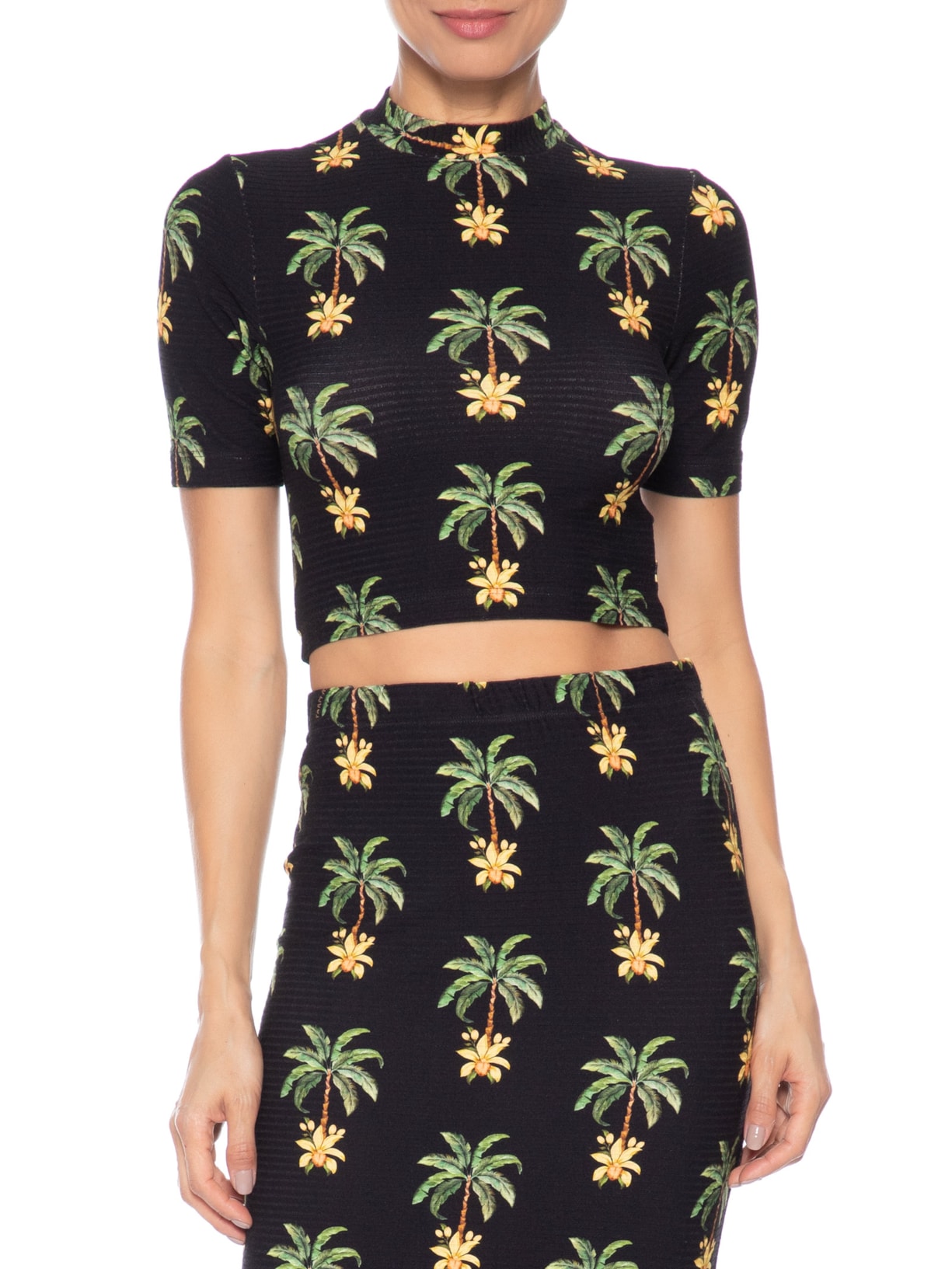 Blusa Feminina Cropped Paraíso Do Sol E Preto Farm
