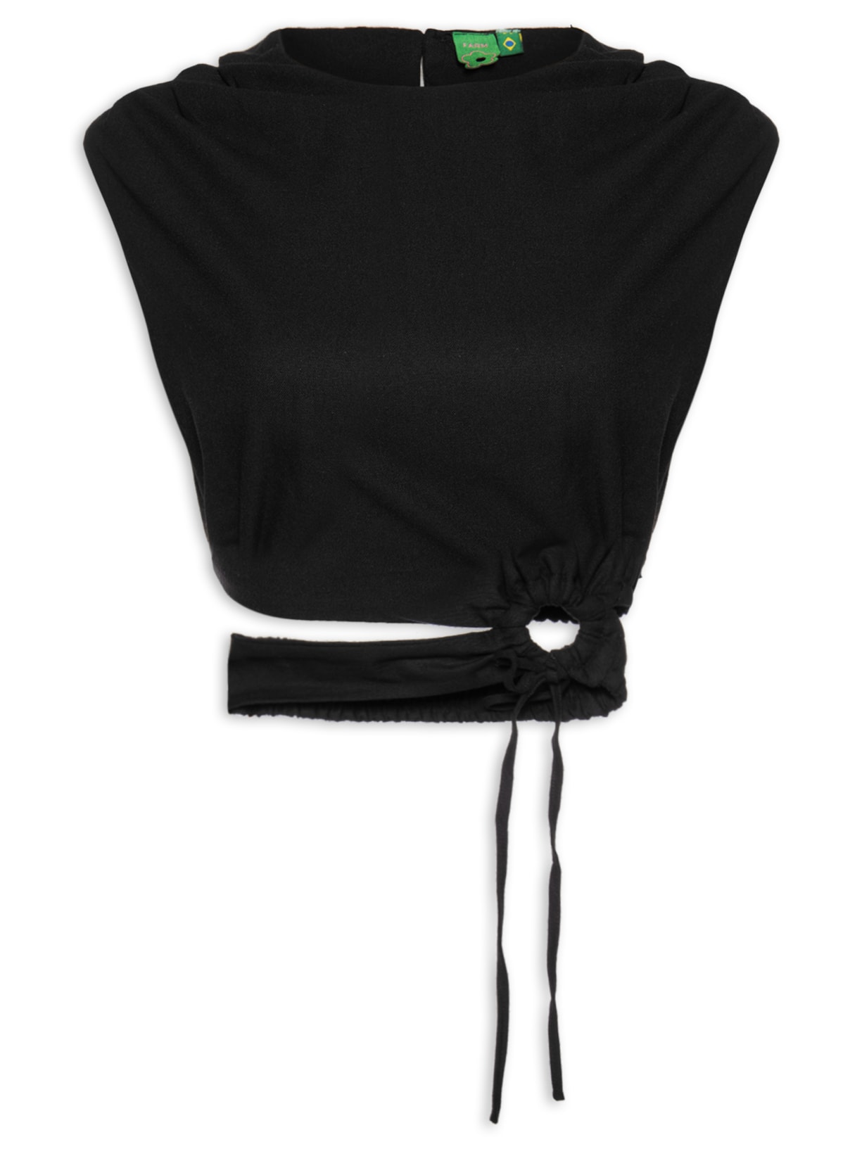 Blusa Feminina Cropped Pregas Argola Preto Farm