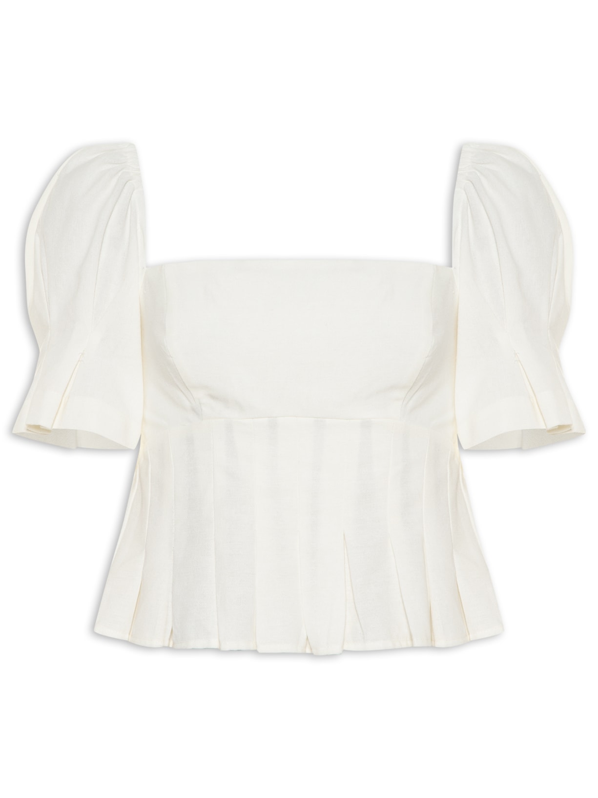 Blusa Feminina Cropped Pregas - Branco