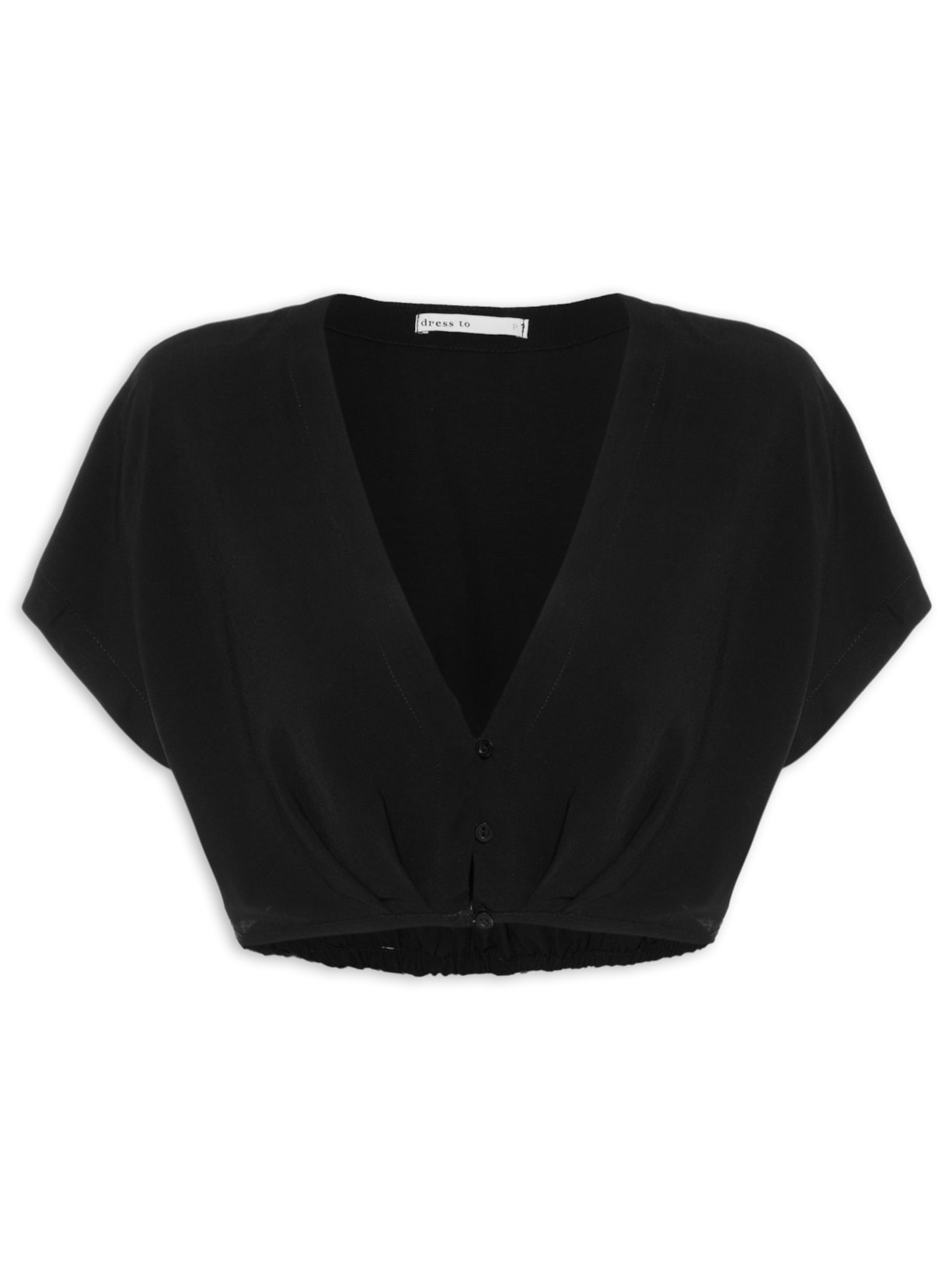 Blusa Feminina Cropped Pregas Busto - Preto