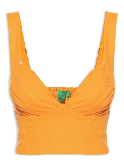 Blusa Feminina Cropped Pregas - Laranja