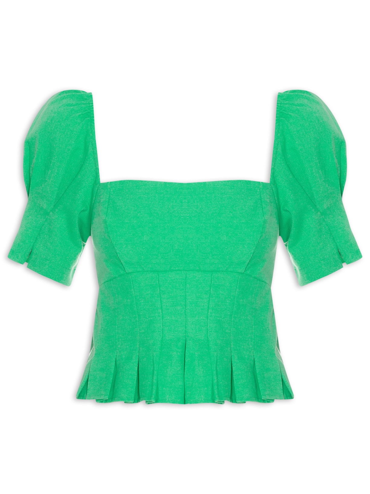 Blusa Feminina Cropped Pregas - Verde