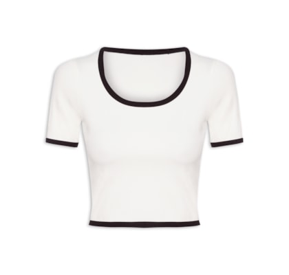 Blusa Feminina Cropped Rib - Branco