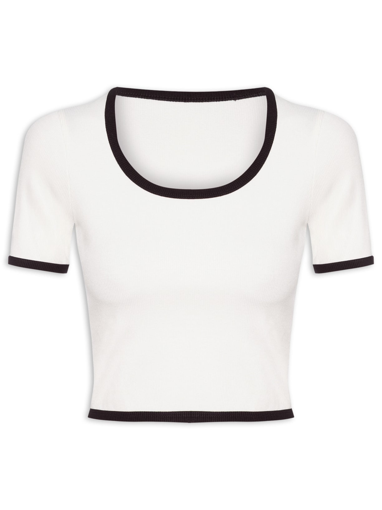 Blusa Feminina Cropped Rib - Branco
